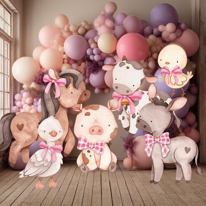 Pink Farm Animals Cutouts, Ranch Animals, Barnyard Birthday Prop, Farm Animals Standee, Baby Shower, Centerpieces