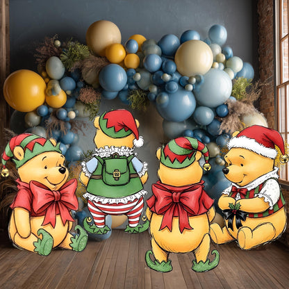 Christmas Elf Honey Bear Cutouts — custom party decor, printed and cut to shape
