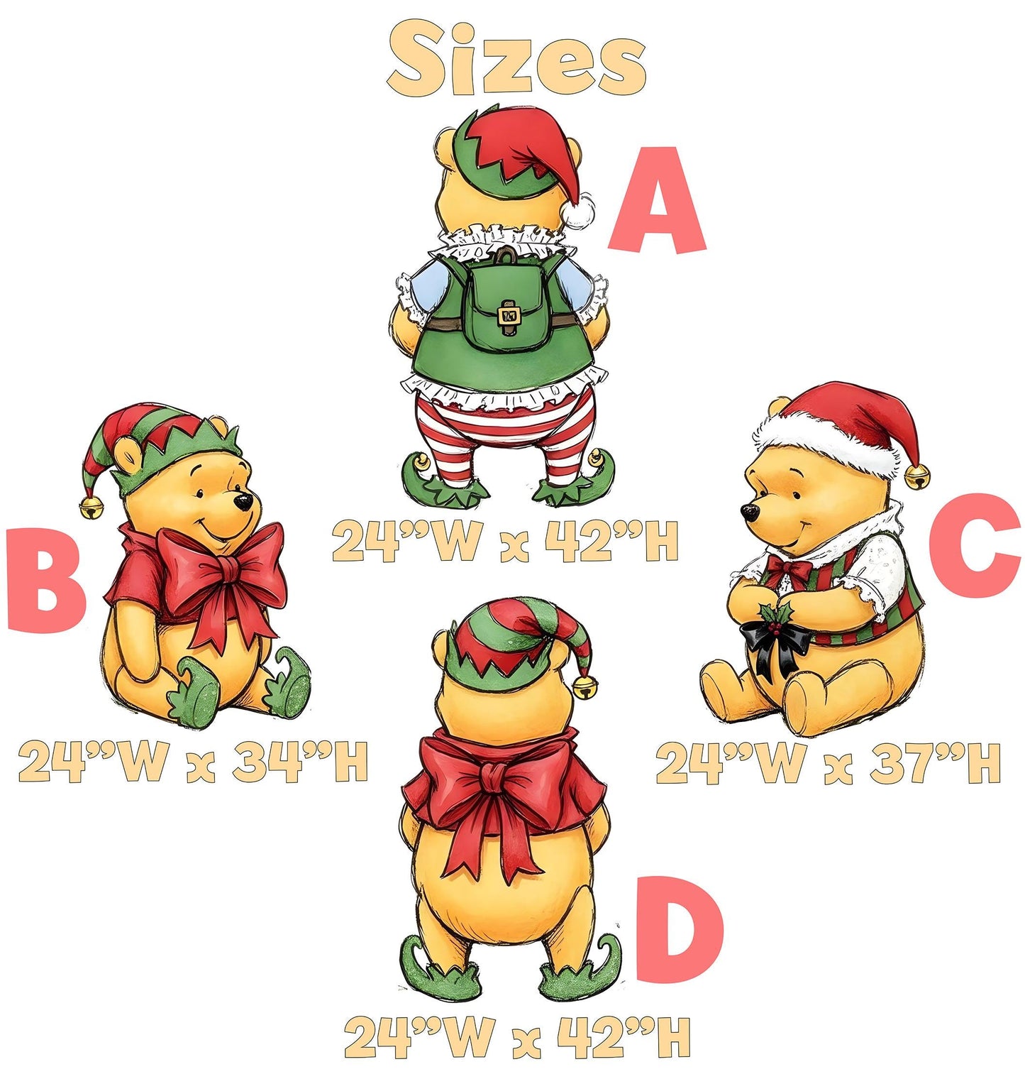 Christmas Elf Honey Bear Cutouts, Baby Shower Backdrop, Lawn Sign, Outdoor Decor, Christmas Decor, Winter Decor
