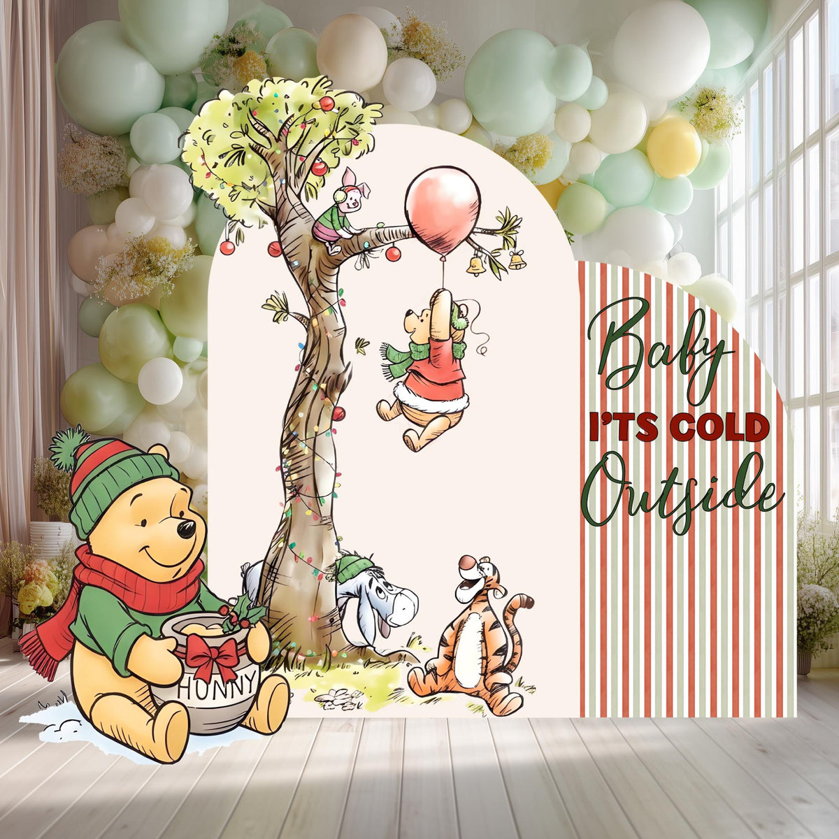 Santa Honey Bear Cutouts, Winter Baby Shower, Backdrop, Lawn Sign, Christmas Decor, Kids Birthday