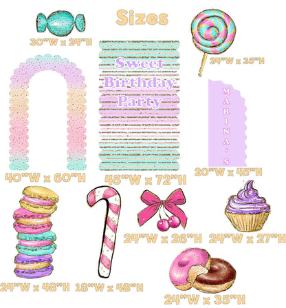 Candyland Cutouts Decor (Birthday Arch), Candy Shop Backdrop, Two Sweet Birthday, Ice Cream Baby Shower, Lollipop, Donuts, Candy Theme Decor, Sweet Store