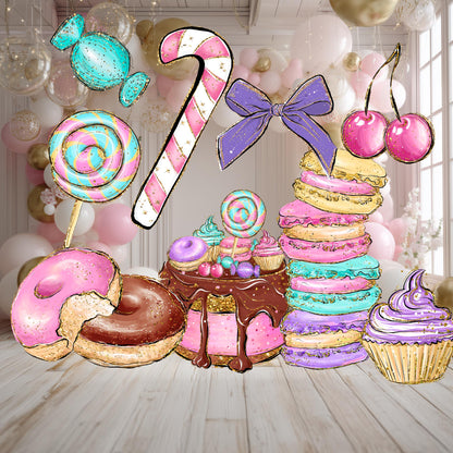 Candyland Cutouts Decor (Candy Props Set), Candy Shop Backdrop, Two Sweet Birthday, Ice Cream Baby Shower, Lollipop, Donuts, Candy Theme Decor, Sweet Store