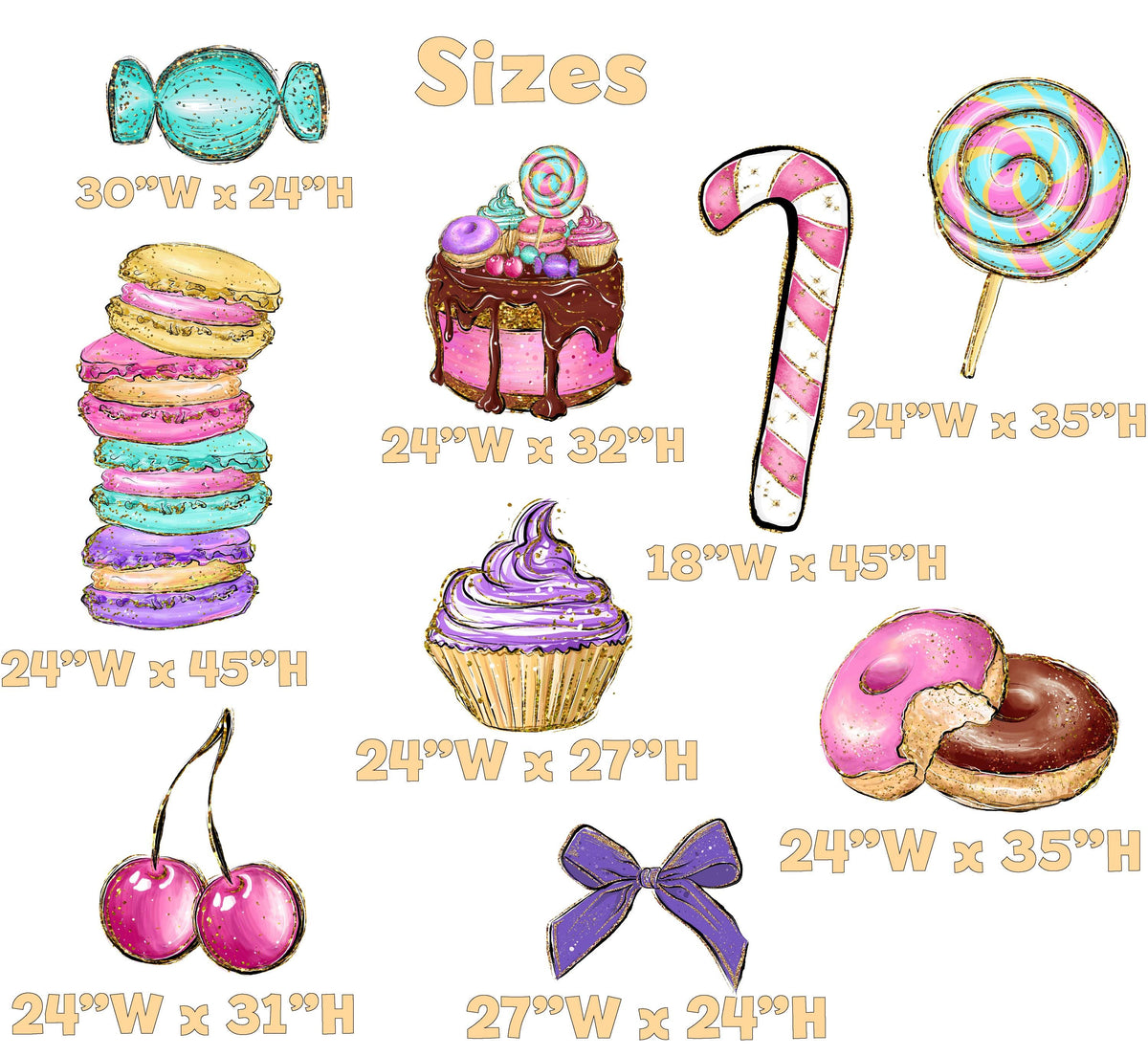 Candyland Cutouts Decor (Candy Props Set), Candy Shop Backdrop, Two Sweet Birthday, Ice Cream Baby Shower, Lollipop, Donuts, Candy Theme Decor, Sweet Store