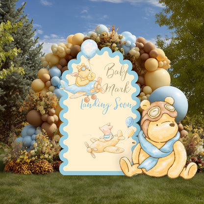 Classic Blue Honey Bear Cutouts, Airplane, Boy Baby Shower Decor, Backdrop, Yard Sign, Aviator Bear, First Birthday, Classic Bear