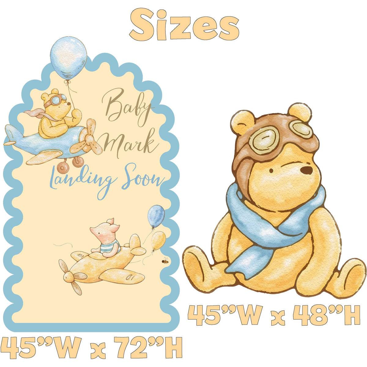 Classic Blue Honey Bear Cutouts, Airplane, Boy Baby Shower Decor, Backdrop, Yard Sign, Aviator Bear, First Birthday, Classic Bear