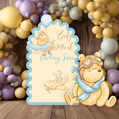 Classic Blue Honey Bear Cutouts, Airplane, Boy Baby Shower Decor, Backdrop, Yard Sign, Aviator Bear, First Birthday, Classic Bear