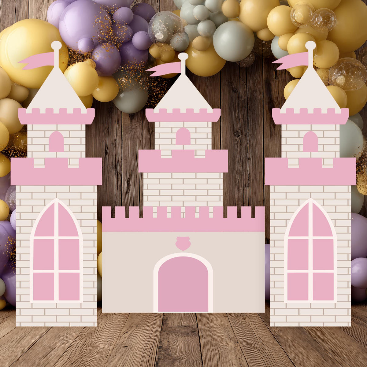 Large Pink 3 PC Castle Cutout, First Birthday, Fantasy, Princess Castle, Girls Baby Shower, Castle Backdrop