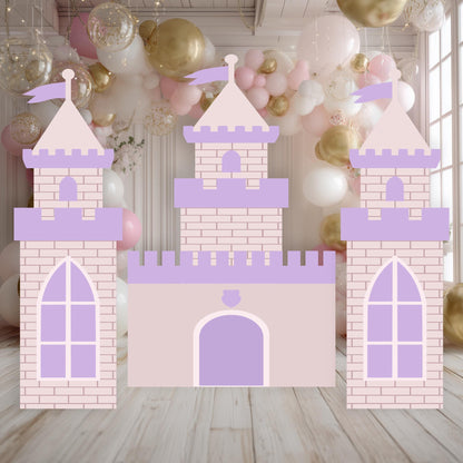 Large Purple 3 PC Castle Cutout — custom party decor, printed and cut to shape