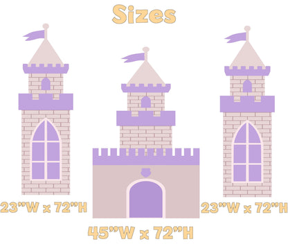 Large Purple 3 PC Castle Cutout, First Birthday, Fantasy, Princess Castle, Girls Baby Shower, Castle Backdrop, Princess Party