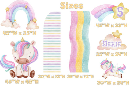 Pastel Unicorn Cutouts, Birthday Party Decorations, Rainbow Unicorn Theme Party, Baby Shower Decor, Yard Signs, Party Props