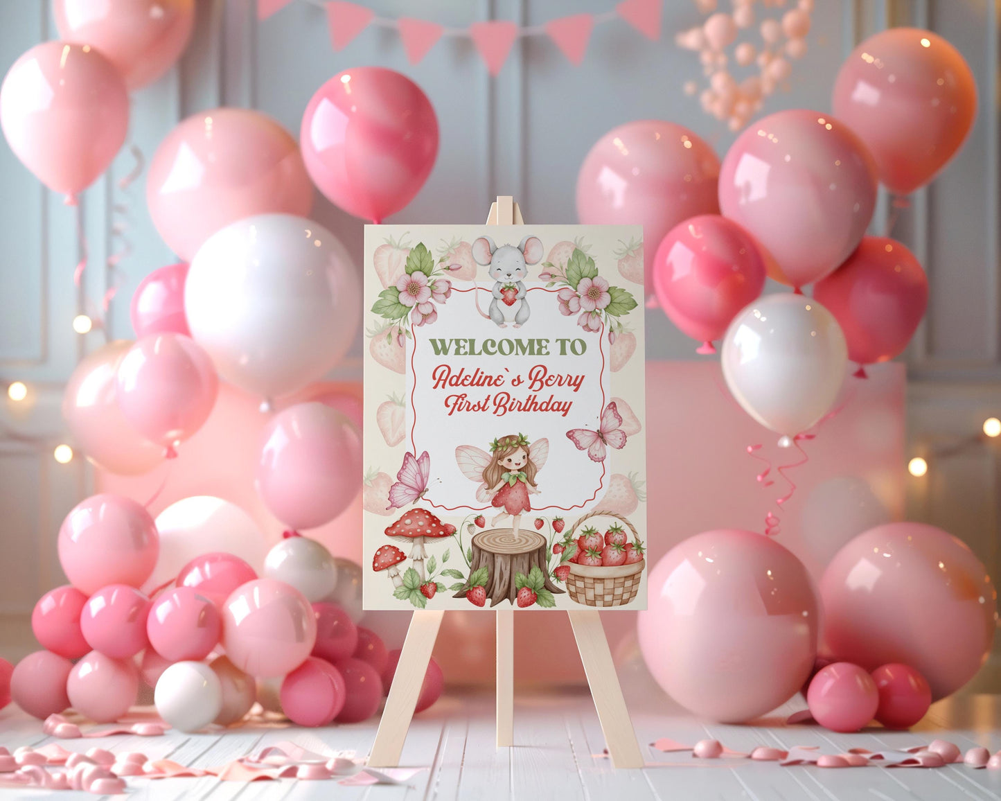 Berry First Birthday Cutouts, Strawberry Backdrop, Sweet Party Decorations, Sweet One, 1st birthday, Welcome Sign