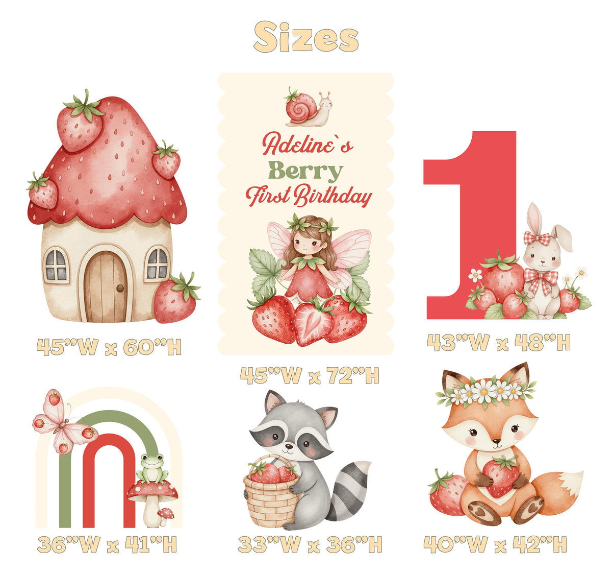 Berry First Birthday Cutouts, Strawberry Backdrop, Sweet Party Decorations, Sweet One, 1st birthday, Welcome Sign