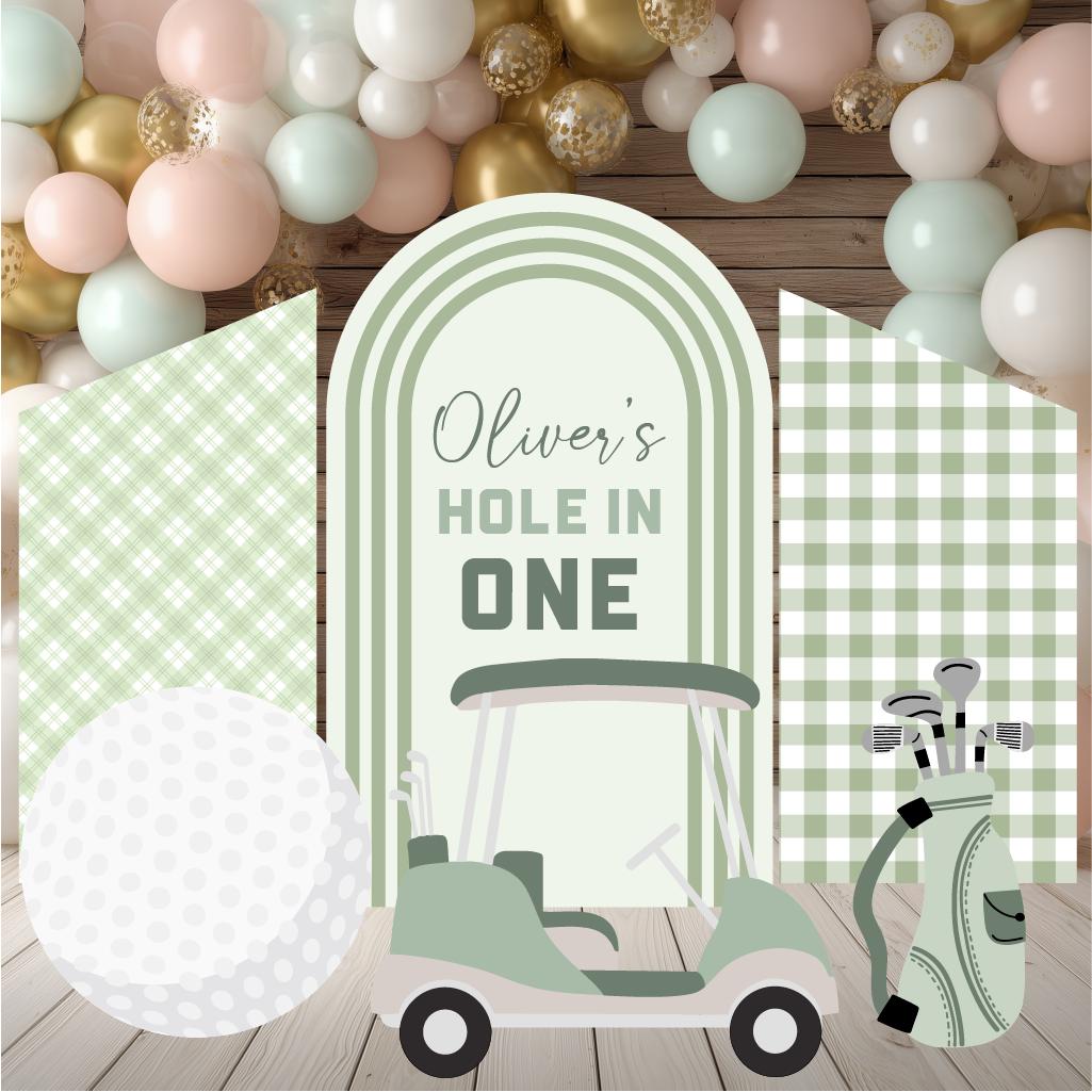 Hole in One Birthday Cutouts (Gingham Arch), Green Golf Party Decor, Golf Baby Shower, 1st Birthday, Baby Shower