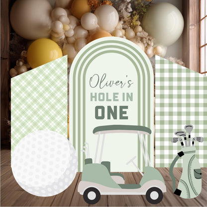 Hole in One Birthday Cutouts (Gingham Arch), Green Golf Party Decor, Golf Baby Shower, 1st Birthday, Baby Shower