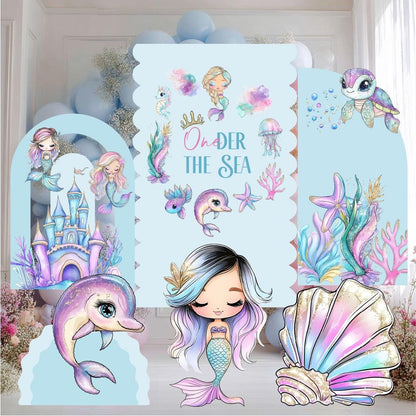Pastel Mermaid Cutouts, Birthday Party Decor, Props, Under The Sea Party, Arch Backdrop, Welcome Sign, Ocean Animals