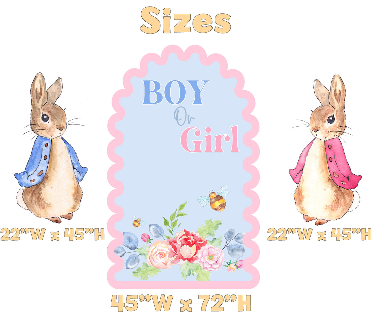 Garden Bunny Cutout, Baby Shower, Twins Backdrop, Gender Reveal, First Birthday, Baby Girl, Newborn, Birth Announcement, Baby Announcement