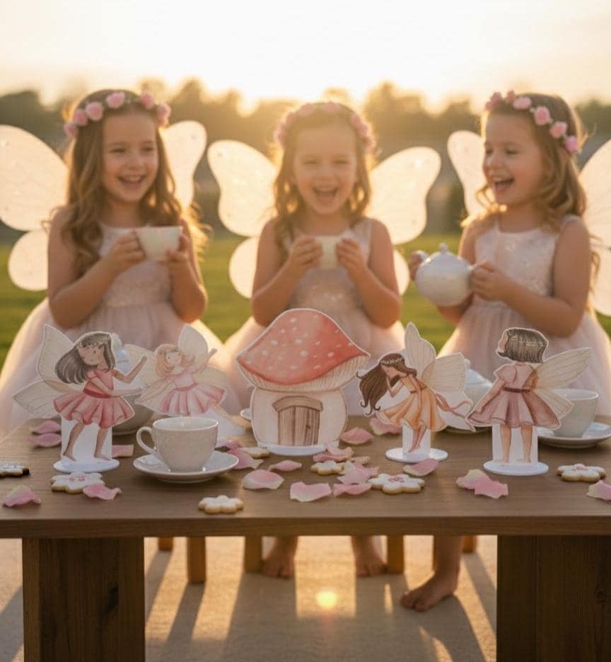 Pink Fairy Double-Sided Table Centerpieces Set 5 — custom party decor, printed and cut to shape