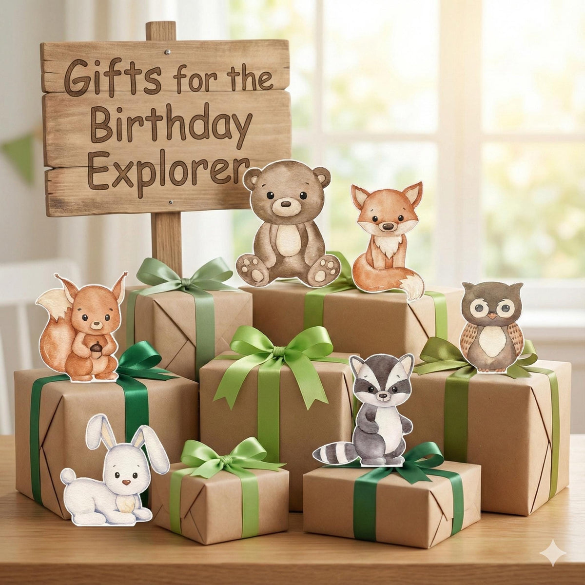 Woodland Animals Double-Sided Table Centerpieces Set 8, Woodland Baby Shower, Nursery Decor, Table Decor, Birthday Decorations