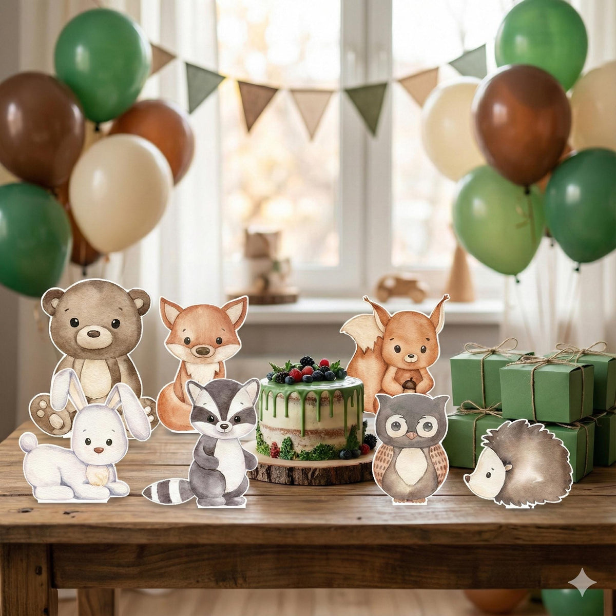 Woodland Animals Double-Sided Table Centerpieces Set 8, Woodland Baby Shower, Nursery Decor, Table Decor, Birthday Decorations