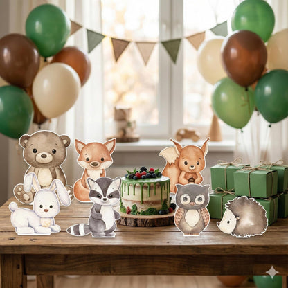 Woodland Animals Double-Sided Table Centerpieces Set 8, Woodland Baby Shower, Nursery Decor, Table Decor, Birthday Decorations