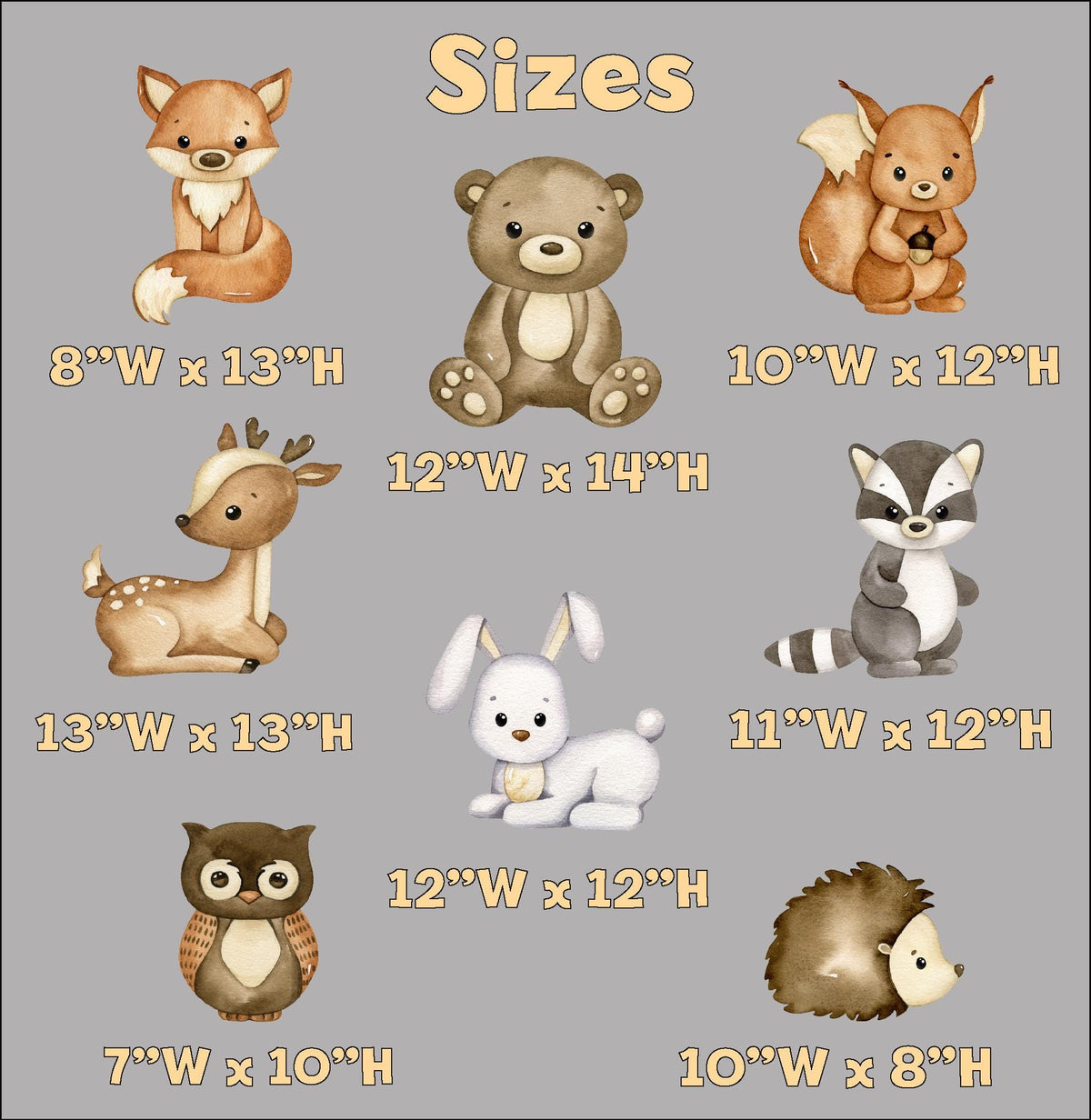 Woodland Animals Double-Sided Table Centerpieces Set 8, Woodland Baby Shower, Nursery Decor, Table Decor, Birthday Decorations