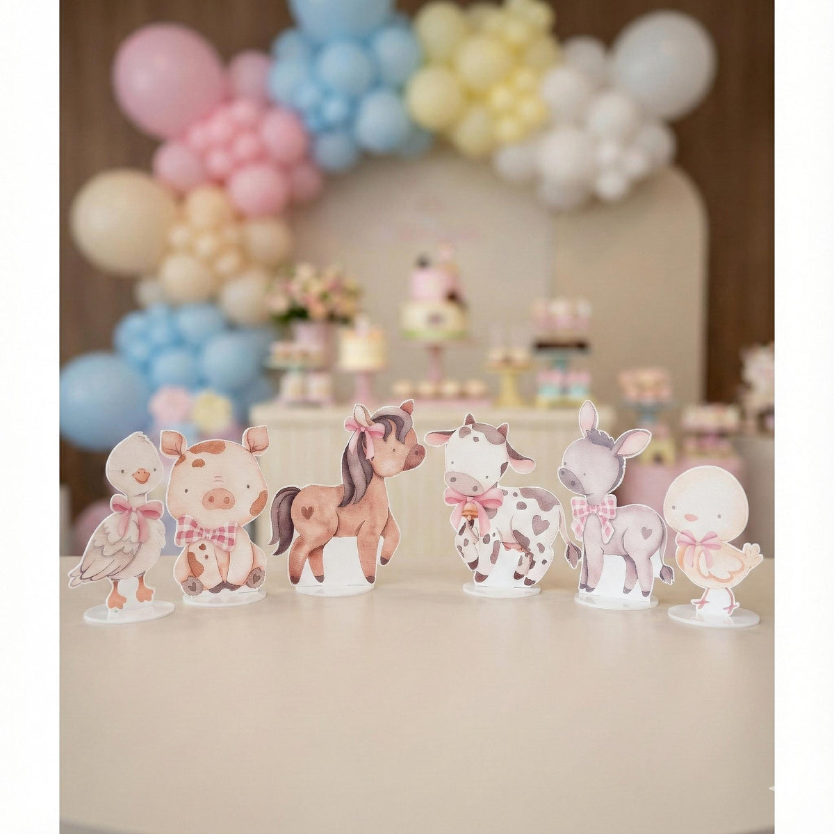 Pink Farm Animals Double-Sided Table Centerpieces Set 6, Baby Shower, Nursery Decor, Table Decor, Birthday Decorations, Farmhouse Decor