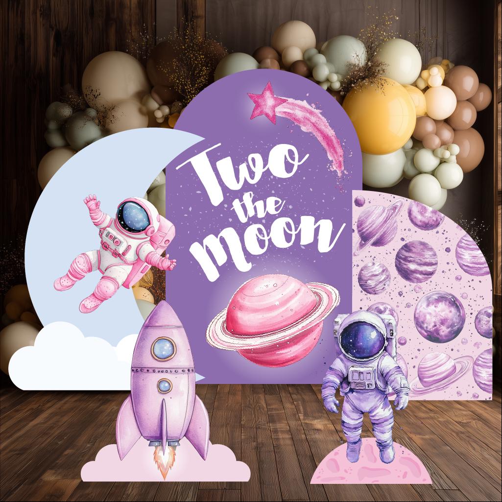 Pink Astronaut Party Cutouts, Outer Space Birthday, Welcome Sign, Baby Shower, Space Themed Party Decor, Moon, Rocket
