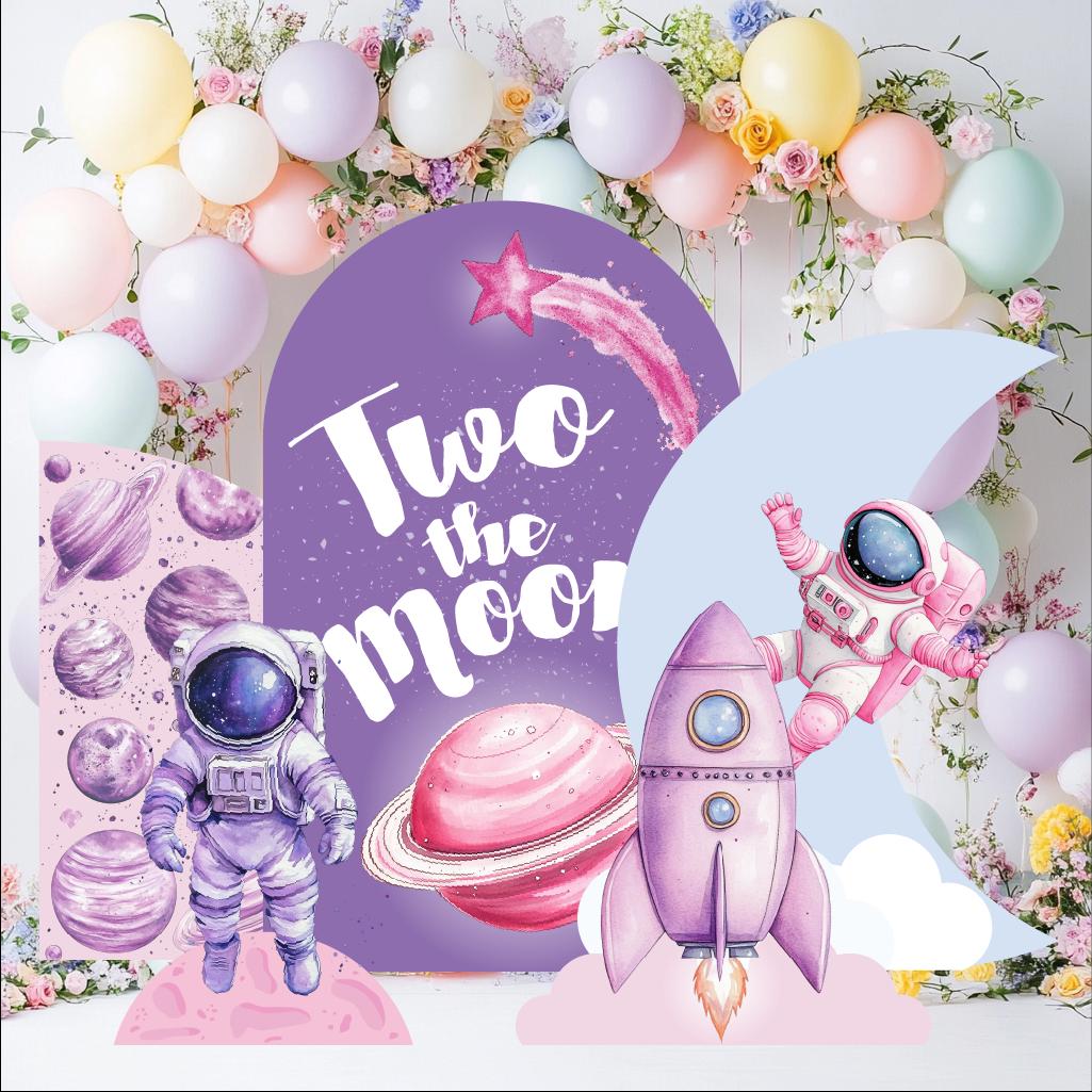 Pink Astronaut Party Cutouts, Outer Space Birthday, Welcome Sign, Baby Shower, Space Themed Party Decor, Moon, Rocket