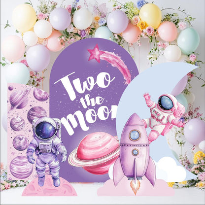 Pink Astronaut Party Cutouts, Outer Space Birthday, Welcome Sign, Baby Shower, Space Themed Party Decor, Moon, Rocket