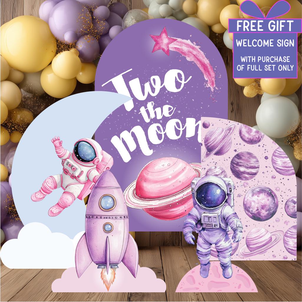 Pink Astronaut Party Cutouts — custom party decor, printed and cut to shape