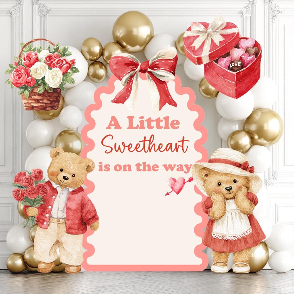 Valentine Teddy Bears Cutout — custom party decor, printed and cut to shape