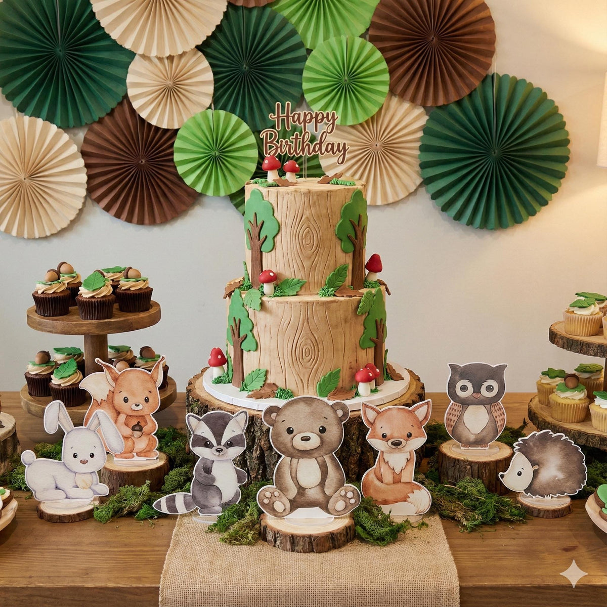 Woodland Animals Double-Sided Table Centerpieces Set 8, Woodland Baby Shower, Nursery Decor, Table Decor, Birthday Decorations