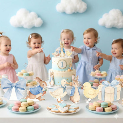 Garden Bunny Double-Sided Table Centerpieces Set 6, Bunny Baby Shower, Nursery Decor, Table Decor, Birthday Decorations