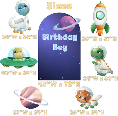 Space Dinosaur Party Cutouts, Astronaut Party Decor, Baby Dino, Birthday Party Props, Baby Shower, Lawn Sign, Blast Off