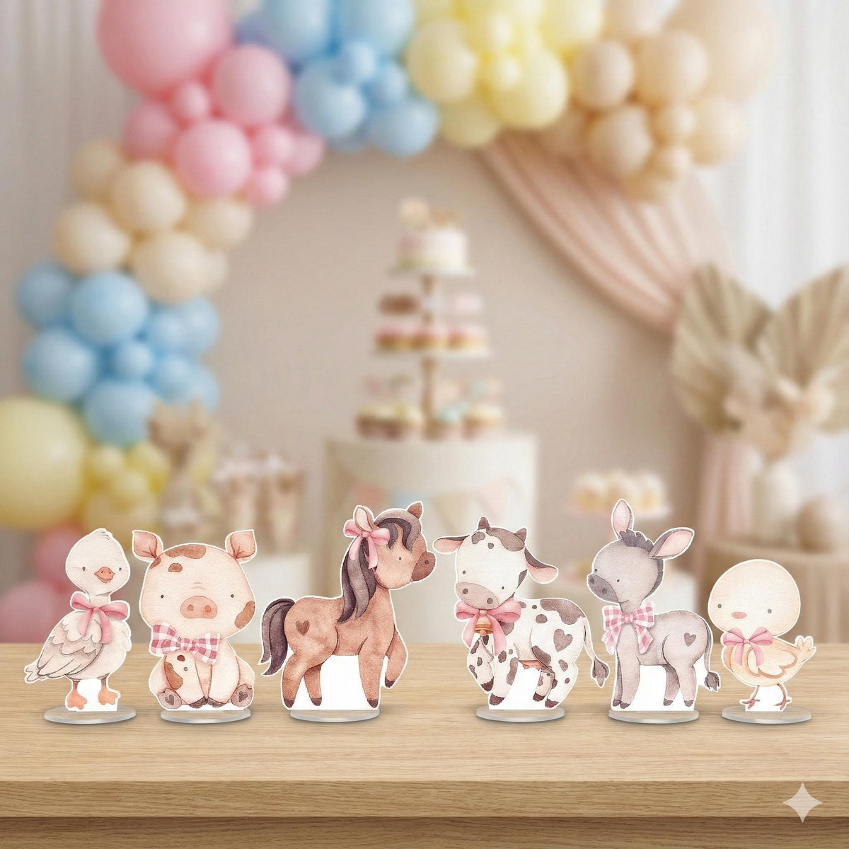 Pink Farm Animals Double-Sided Table Centerpieces Set 6, Baby Shower, Nursery Decor, Table Decor, Birthday Decorations, Farmhouse Decor