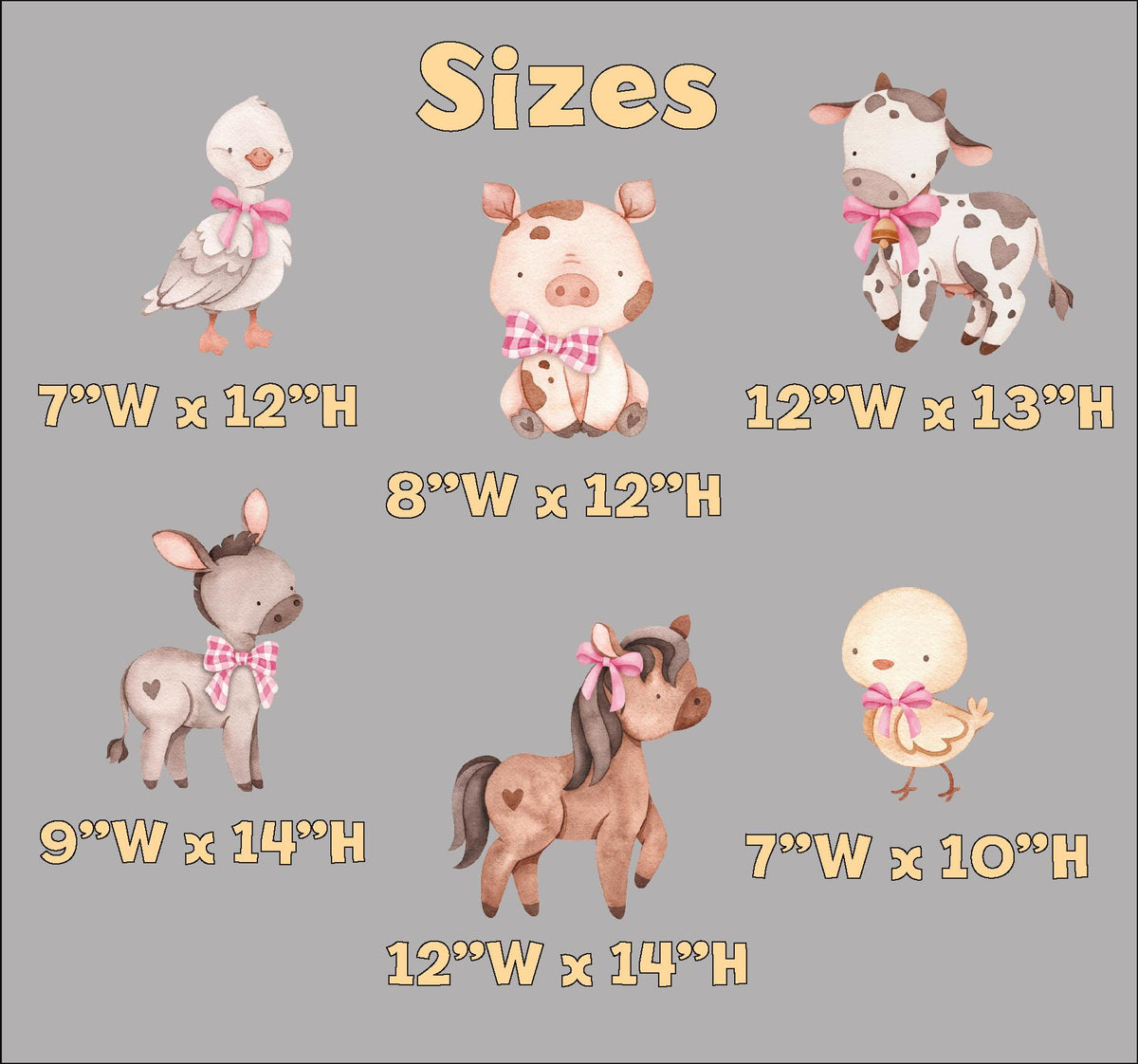 Pink Farm Animals Double-Sided Table Centerpieces Set 6, Baby Shower, Nursery Decor, Table Decor, Birthday Decorations, Farmhouse Decor