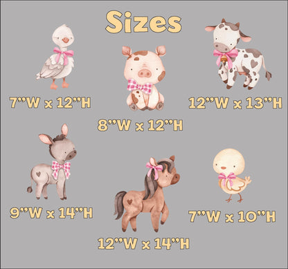 Pink Farm Animals Double-Sided Table Centerpieces Set 6, Baby Shower, Nursery Decor, Table Decor, Birthday Decorations, Farmhouse Decor