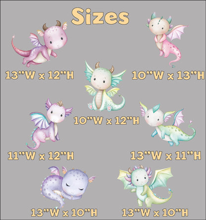 Pastel Baby Dragons Double-Sided Table Centerpieces Set 7, Baby Shower, Nursery Decor, Table Decor, Birthday Decorations