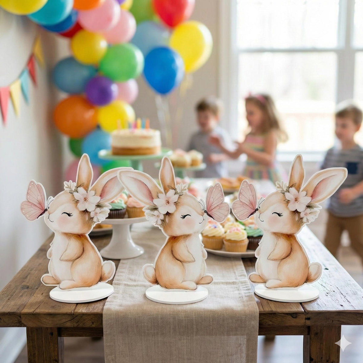 Cute Bunny Double-Sided Table Centerpieces, Baby Shower, Nursery Decor, Table Decor, Birthday Decorations