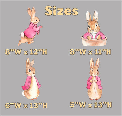 Pink Garden Bunny Double-Sided Table Centerpieces Set 4, Bunny Baby Shower, Nursery Decor, Table Decor, Birthday Decorations