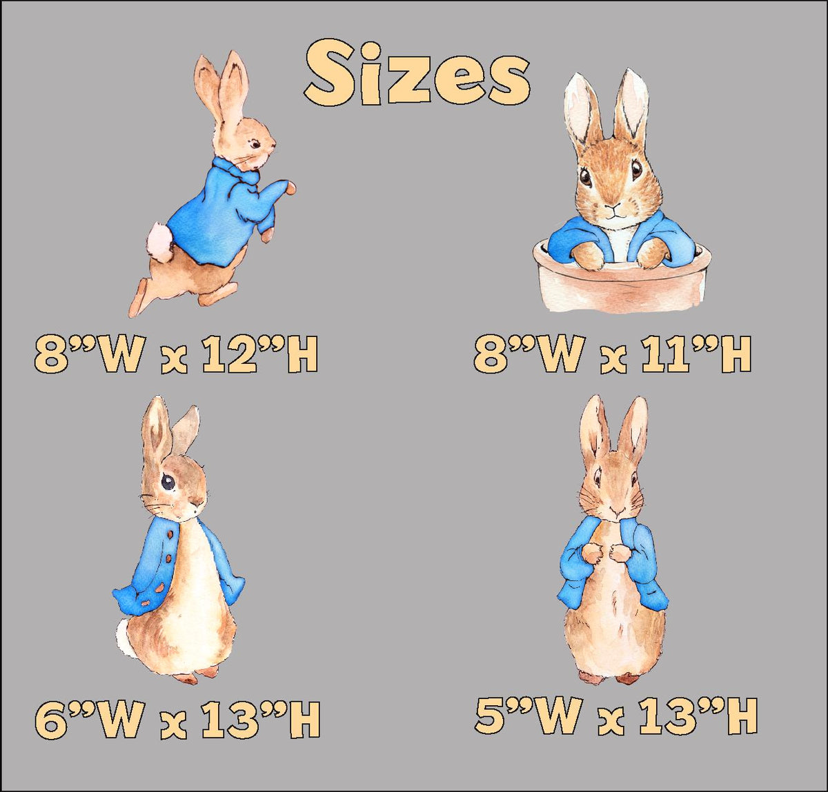 Blue Garden Bunny Double-Sided Table Centerpieces Set 4, Bunny Baby Shower, Nursery Decor, Table Decor, Birthday Decorations