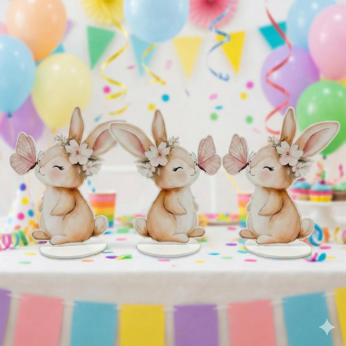 Cute Bunny Double-Sided Table Centerpieces, Baby Shower, Nursery Decor, Table Decor, Birthday Decorations