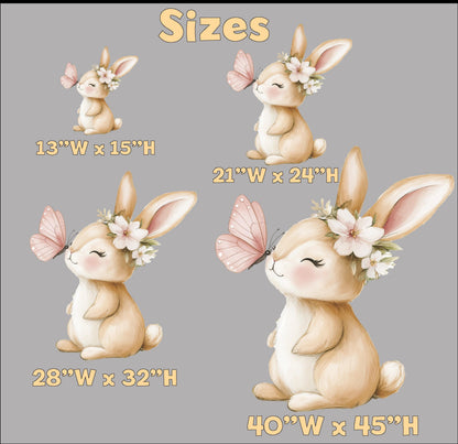 Cute Bunny with Flowers Cutout Decoration, Baby Shower Decor, Backdrop Decor, Yard Sign Art, Pink Bunny Party Props, Garden Bunny
