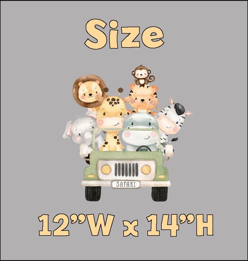 Safari Animals Truck Double-Sided Table Centerpieces, Jungle Baby Shower, Nursery Decor, Table Decor, Birthday Decorations, Wild One