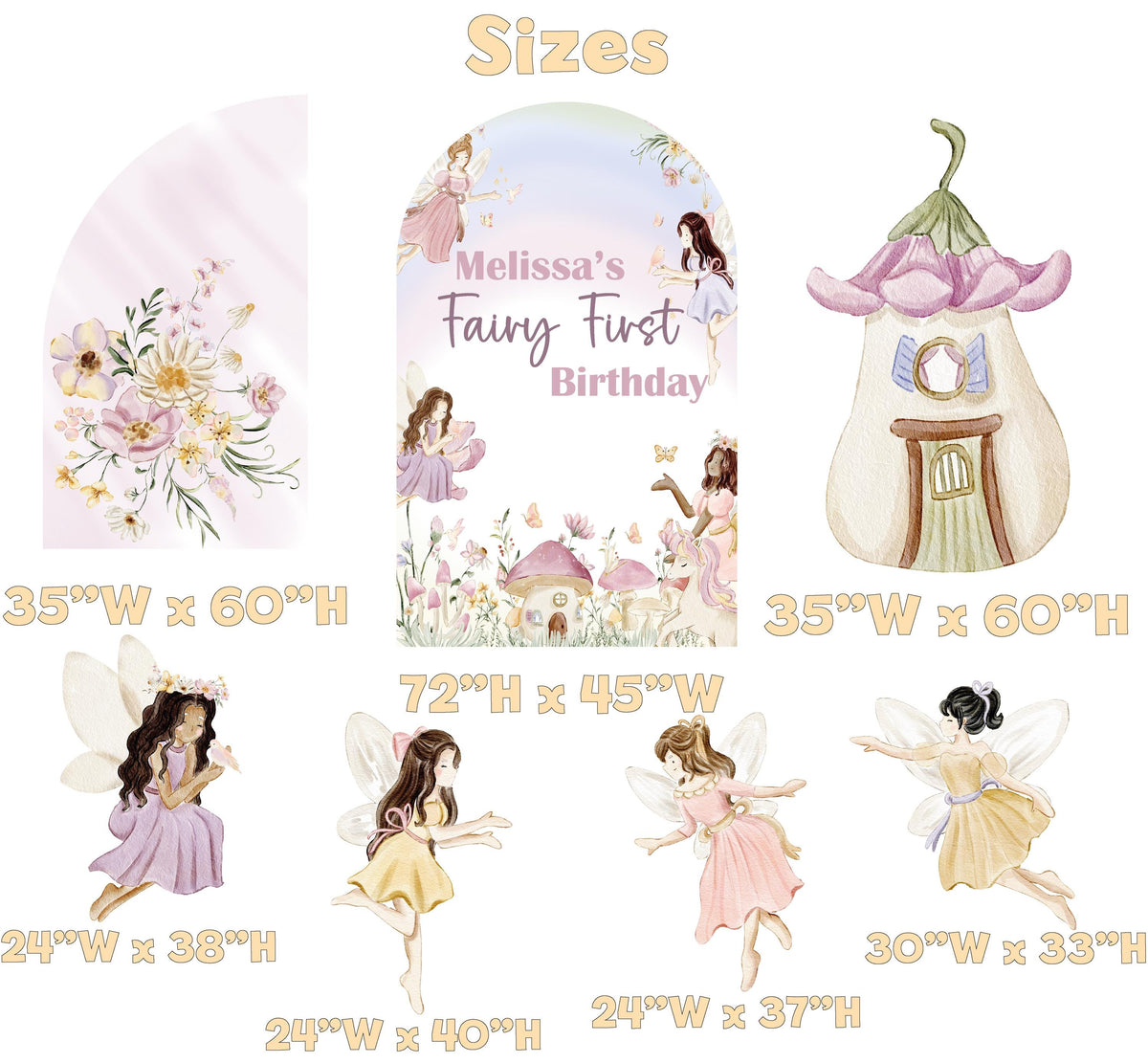 Fairy First Birthday Cutouts, Whimsical Fairy Baby Shower, Enchanted Fairy, Fairy tale, Pink Floral Fairies, Centerpieces, Party Props