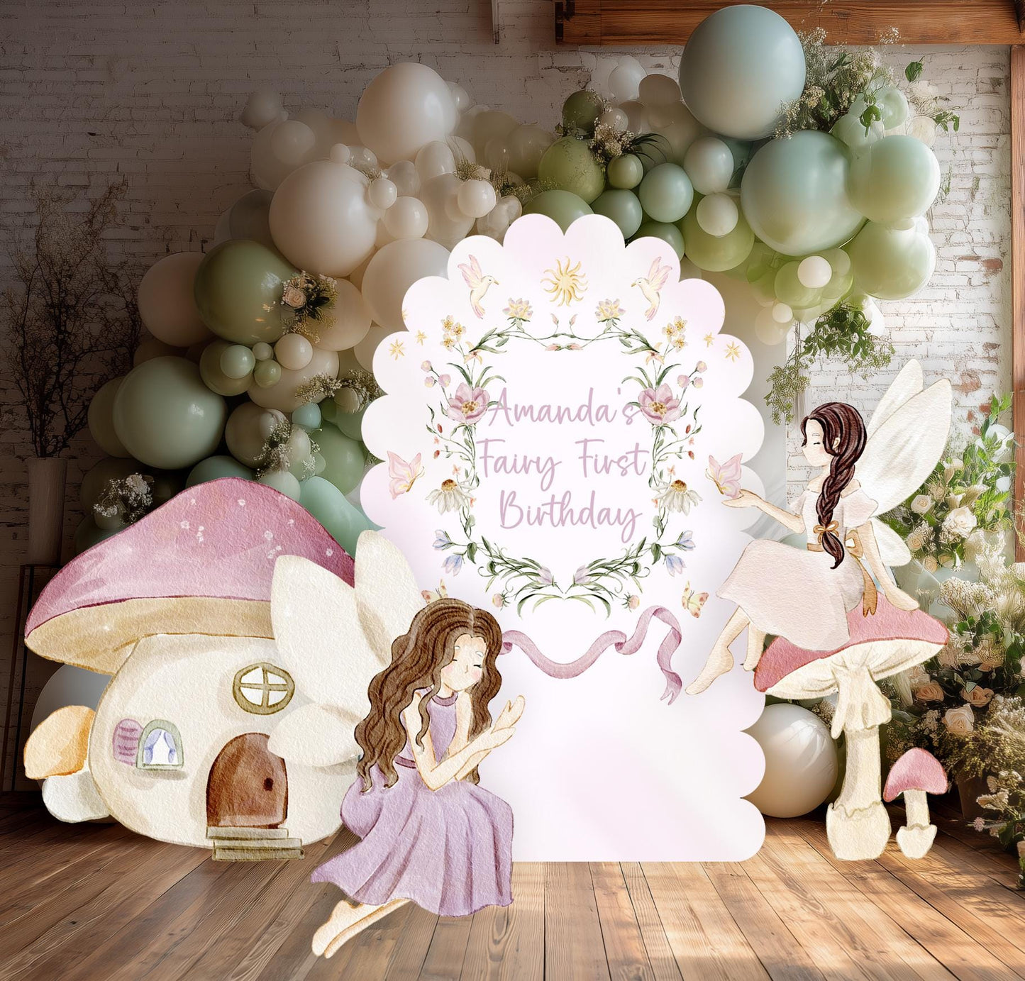 Fairy First Birthday Cutouts, Whimsical Baby Shower, Enchanted Fairy, Fairy tale, Pink Fairies, Centerpieces, Party Props, Mushroom House