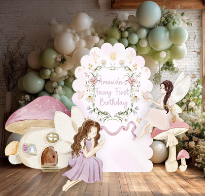 Fairy First Birthday Cutouts, Whimsical Baby Shower, Enchanted Fairy, Fairy tale, Pink Fairies, Centerpieces, Party Props, Mushroom House