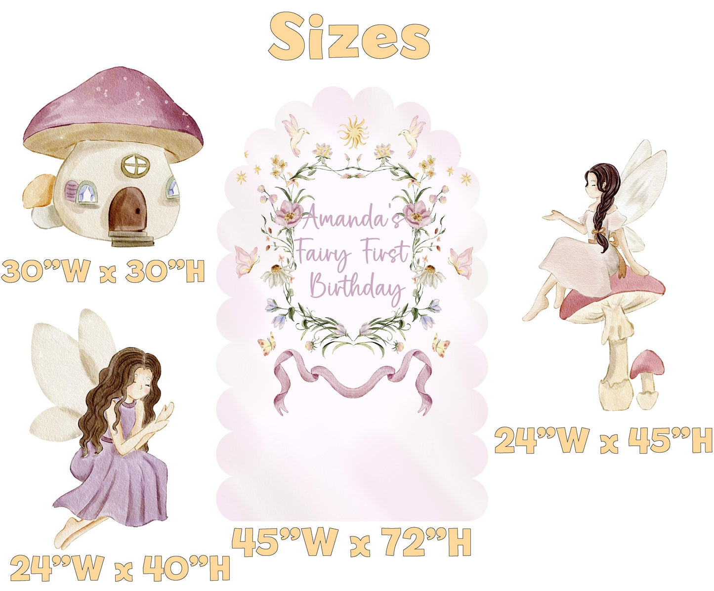 Fairy First Birthday Cutouts, Whimsical Baby Shower, Enchanted Fairy, Fairy tale, Pink Fairies, Centerpieces, Party Props, Mushroom House