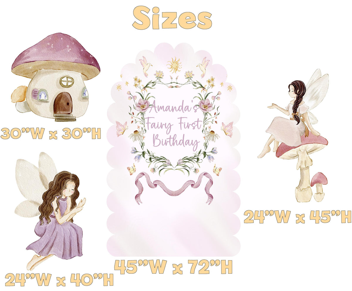 Fairy First Birthday Cutouts, Whimsical Baby Shower, Enchanted Fairy, Fairy tale, Pink Fairies, Centerpieces, Party Props, Mushroom House