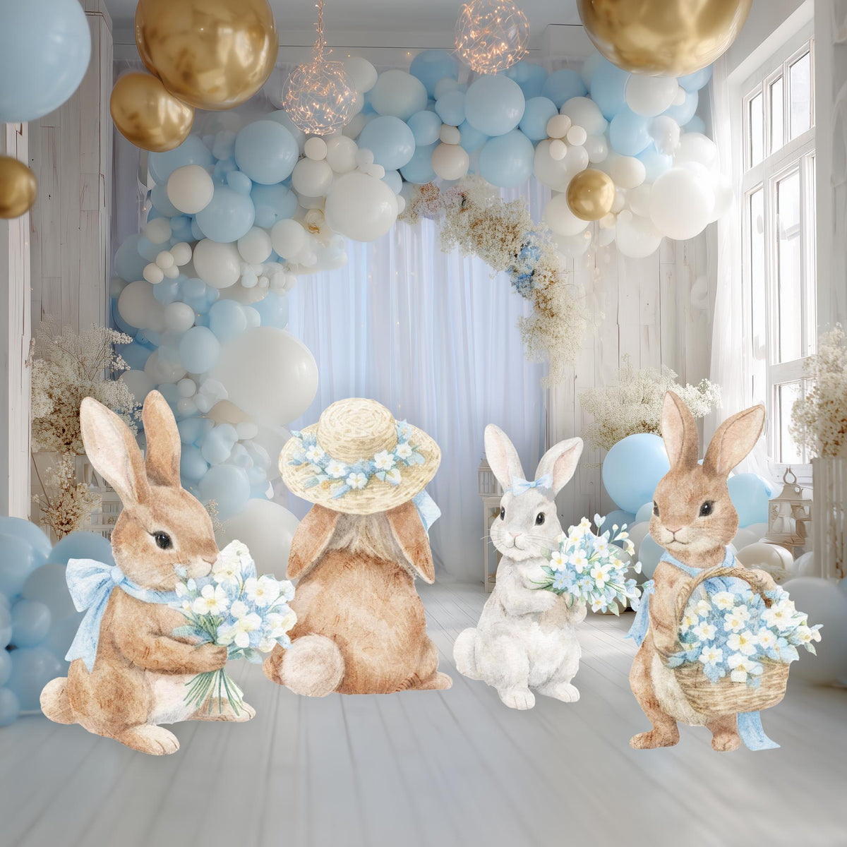 Spring Easter Bunny Cutouts (Pink Bunny Trio), Baby Shower Decor, Backdrop, Yard Sign, Easter Decor, Cottagecore, Grandmillennial